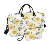 KLL Fiore giallo Fiore Decorativo Carry On Tote Bag Sport Palestra Tote Bag con Cinghia Regolabile per Yoga Pieghevole bolsas para viajar en avion de mujer