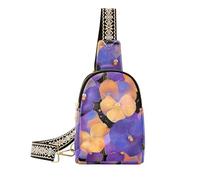 KLL Fiori alla moda arancione viola viole del pensiero in pelle borsa a tracolla robuste borse fanny pack petto per il viaggio