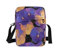 KLL Fiori Arancione Viola Viole Del Pensies Messenger Borse per le donne Borse A Tracolla In Pelle Vegana Per Le Donne Piccole Borse A Tracolla Casual