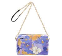 KLL Fiori astratti arancione viola viole del pensiero moda piccola borsa a tracolla donna in pelle vegana borse casual da donna borsa a tracolla impermeabile