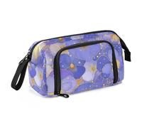 KLL Fiori astratti viola viole del pensiero astuccio grande capacità borsa con cerniera portatile per ragazzi rientro a scuola forniture