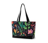 KLL Fiori colorati Nero moderna borsa del computer portatile per il lavoro con cerniera grande tote bag Grande borsa per le signore con bolso para laptop mujer