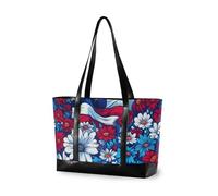 KLL Fiori con elementi della bandiera americana borsa essenziale per le donne 14 pollici con borse con cerniera per il lavoro Borsa grande per le signore con bolsos segreto para mujeres