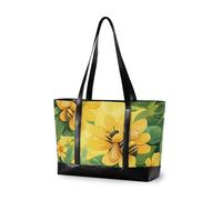 KLL Fiori gialli Api Foglie Verdi Primavera Impermeabile donne laptop tote borse con cerniera tela tote Grande Borsa per la mamma con tablet cartera para laptop de mujer