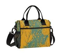 KLL Fiori gialli Modello Verde Impermeabile Lunch Cooler Bag con Tracolla Borse Pranzo per Adolescenti per College bolso para comida de Trabajo