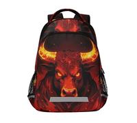 KLL Fire Bull Red Black Gothic Art eco friendly zaino bambini con grandi libri borsa per ragazze adolescenti mochilas escolares para ni?os de 10 a?os