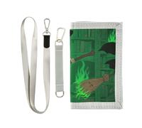 KLL Flying Witchy Scream Verde Trifold Money Clip Regali per Giovani Minimalista Leggero Portafogli per Uomini Fermasoldi con Cordino