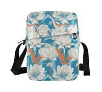 KLL Fresca Motivo Floreale Bianco Blu Art Deco Style messenger bag per gli uomini Vegan Leather verde crossbody borse per le donne Viaggio Spalla Borse a Mano