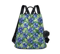 KLL Fresh Blueberries Zaino alla moda da portare con sé zaino alla moda da donna per viaggi, lavoro, tutti i giorni con portachiavi con pompon