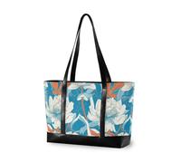 KLL Fresh Floral Pattern Bianco Blu Art Deco Style Essentials 14 pollici laptop tote bag con cerniera lavoro borse Grande borsa per pendolari con bulto para laptop