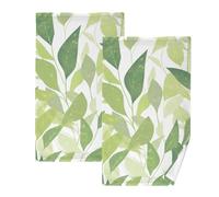 KLL Fresh Summer Green Leaves asciugamano spa in microfibra asciugamani pasquali asciugamani per bagno hotel asciugamani viso e mani set di asciugamani in morbido cotone set di 2, dimensioni 40,6 x