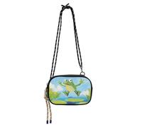 KLL Frog Jumping on The Lily Pads Piccola borsa a tracolla per uomo alla moda con cinturino regolabile piccole borse nere data