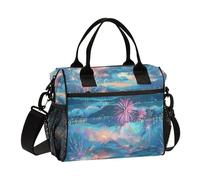 KLL Fuochi d'artificio Animazione Stile Lunch Boxes Donne con Tracolla Isolato Borse Pranzo per le Donne per Camping lonchera para Hombre que Caliente