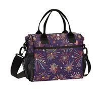KLL Fuochi d'artificio Impermeabile Lunch Box Tote Bag con Tracolla Lunch Box per Adulti per Outdoor loncheras para Mujeres de Trabajo