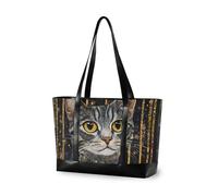 KLL Geometrico Art-style Cat Illustration Grande Capacità tote bag per le donne con cerniera borsa da viaggio Grande borsa per yoga con bolso de trabajo para mujer