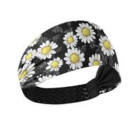 KLL Giallo Bianco Margherite Fiori antiscivolo comode fasce per la testa per le donne Bandane elastiche per la testa per le donne per atletica Sport escursionismo Pallavolo