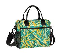 KLL Giallo e Teal Lines Turchese Minimalista Grande Tote con Tracolla Lunch Totes per le Donne per Ufficio loncheras para Mujer