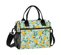 KLL Giallo e Verde Calico Lunch Box per le Donne con Tracolla Lunch Box per Ragazzi per Viaggio lonchera termica para Hombre