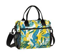 KLL Giallo Isole Tropicali Astratto Eco-Friendly Lunch Bag Tote con Tracolla Grandi Borse Pranzo per le Donne per College bolsas para lonche