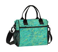 KLL Giallo Lines Turchese Borse Pranzo per Ragazze con Tracolla Lunch Box per Scuola Superiore per Lavoro bolsas para el Pranzo