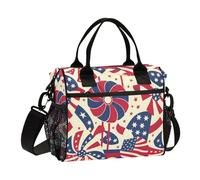 KLL Giocattolo Mulino a Vento 4 Luglio Indipendenza Eco-Friendly Riutilizzabile Lunch Tote con Tracolla Borse Pranzo per Ragazzi per Picnic luncheras para Mujeres