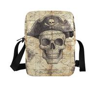 KLL Giochi Mappe del tesoro Pirati Teschi borse messenger in pelle vegana Crossbody piccola borsa per le donne borse a tracolla da viaggio per le donne