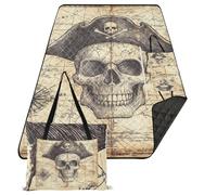 KLL Giochi Mappe del Tesoro Pirati Teschi Coperte Esterna Impermeabile Grande Picnic Accessori All'aperto per Erba Concerto Coperta manta para picnic extra