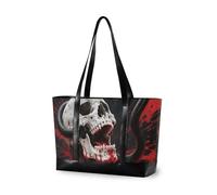 KLL Gothic Red and Black Skulls and Snakes Robusta tote bag per le donne laptop con cerniera libro tote Grande borsa per la mamma con bolsa para computadora portatil mujer