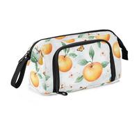 KLL Grande astuccio di grande capacità per la scuola preppy con cerniera astuccio per matite per uomo forniture scolastiche carino albicocca frutta argento dolce