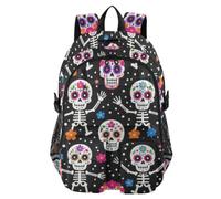 KLL Grande zaino da viaggio per donne che ballano teschio di zucchero fiore Halloween | Librerie scolastiche,Zaino da 17,5 pollici per lavoro,Zaino da lavoro