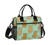 KLL Green Bear Art Painting Eco-Friendly Lunch Box Bag con tracolla Lunch Coolers per il lavoro per la scuola bolsas para comida