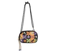 KLL Halloween colorato puzzle di teschio pipistrelli borsa a tracolla nera comfort uomo con slot per carte di credito borsa a tracolla avere un pasto