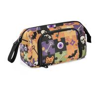 KLL Halloween colorato puzzle di teschio pipistrelli grande astuccio grande capacità grande astuccio leggero per adulti elementare