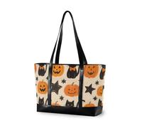 KLL Halloween Giallo Zucca Gatto Impermeabile ufficio tote bag per le donne con cerniera portare su tote bag Grande Borsa per il lavoro con tablet bolso para laptop mujer