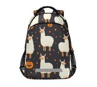 KLL Halloween lama e zucche bambini zaino da viaggio per aereo con grande bookbag per le donne mochilas para la escuela