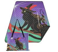 KLL Halloween Magia Gatti Neri Coperte da picnic impermeabili Grande Erba Sabbia Spiaggia Picnic Coperta per Terra Coppie Regalo mantas para la playa