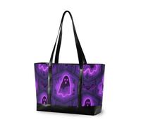 KLL Halloween Mistero Fantasmi Pipistrelli Borsa impermeabile per le donne con cerniera con cerniera tote bag Grande borsa per il viaggio Essentials Regali di spiaggia Regali di compleanno per le