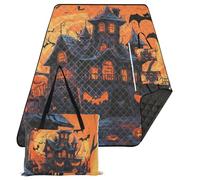 KLL Halloween pipistrello nero casa infestata zucca impermeabile cestino da picnic set morbido parco coperta impermeabile per terra concerto coperta tapete de picnic