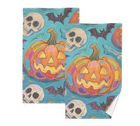 KLL Halloween teschi e zucche pittura a olio stile microfibra asciugamani da bagno pasquali asciugamani per cucina asciugamani per viso piccolo asciugamano per viso stracci di cotone set di 2