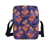 KLL Halloween Zucca Giallo Strega messenger bag da uomo Borsa a tracolla in pelle vegana Borse a tracolla per le donne piccole borse a tracolla per le donne