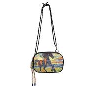 KLL Handsome Galloping Horses Anti Theft Crossbody Bag Donne Pratica con Cinghia Regolabile Borsa Telefono Cellulare Walk the Dog