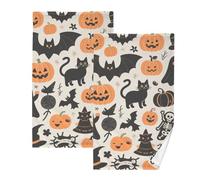 KLL Happy Halloween Black Cat asciugamano bagno microfibra asciugamani decorativi bagno asciugamani oversize asciugamano viso per uomo 100 asciugamani in cotone set di 2, dimensioni 40,6 x 71,1 cm