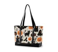 KLL Happy Halloween Black Cat moderna borsa valigetta con cerniera tote bag per lavoro Grande borsa per le donne lavoro con pranzo bolsos segreto para mujeres