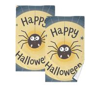 KLL Happy Halloween Cartoon Cute Black Spider asciugamano in microfibra asciugamani di lusso per bagno asciugamani doccia viso panno di cotone set di 2, dimensioni 40,6 x 71,1 cm