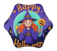 KLL Happy Halloween Cartoon Cute Witch Ombrello da pioggia per bambini Ombrello protezione da vento e pioggia con striscia riflettente (scenario) con manico facile da impugnare per la scuola