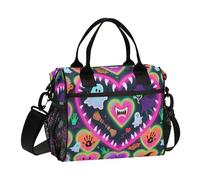 KLL Happy Halloween Colorato Candy Fantasmi Grande Capacità Lunch Bag Tote Bag con Tracolla Lunch Box per Adolescenti per Cucina Bolsa para lonchera