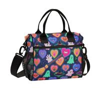 KLL Happy Halloween Cuore Colorato A Prova Di Perdita Maschio Lunch Box con Tracolla Grande Borsa Pranzo per Gli Uomini per il Lavoro lonchera para Hombre de Trabajo