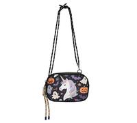 KLL Happy Halloween Unicorni bianchi borsa laterale da donna comoda con tracolla regolabile piccola borsa a tracolla per camminare il cane