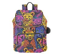 KLL Happy Rainbow Cheetah Cubs Zaini da donna Premium Casual College Bookbag Daybag per lavoro sport viaggi