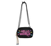 KLL Hello World, borsa a tracolla da donna, pratica, con tracolla regolabile, in nylon, piccola borsa a tracolla per telefono con data
